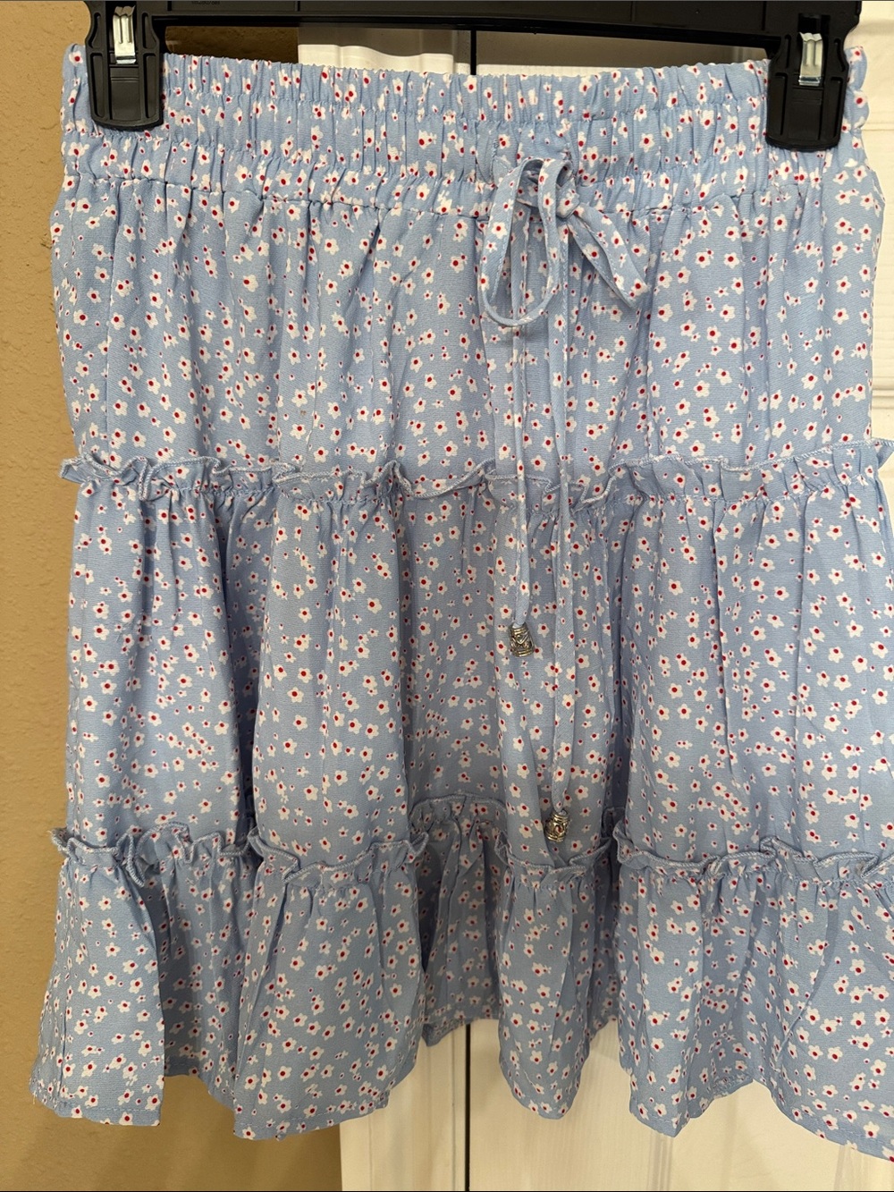 Princess Polly Light Blue Floral Tiered Mini Skirt